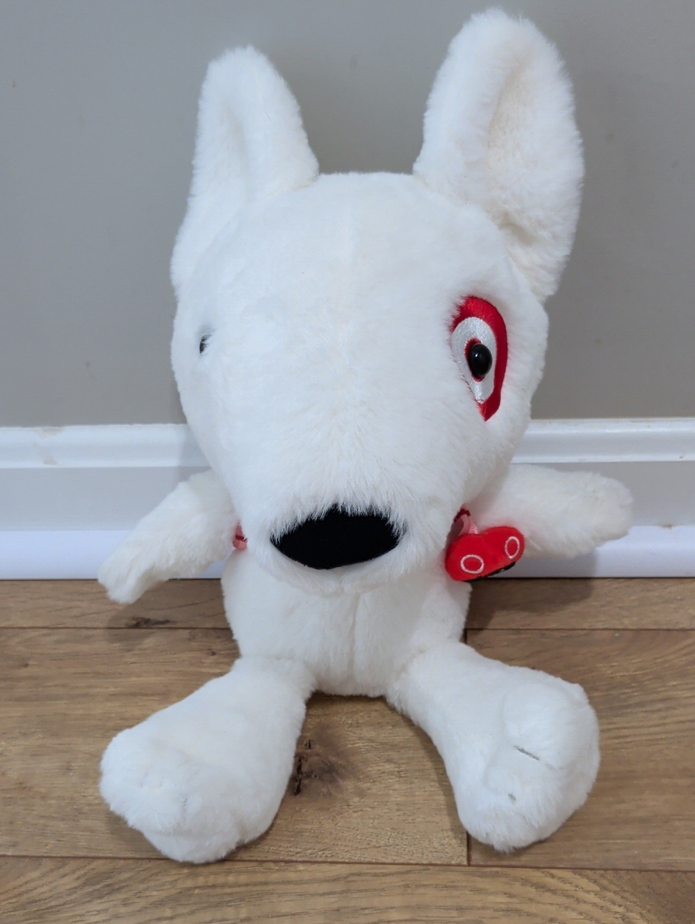 Target White Plush Dog Toy with Red Eye Accent